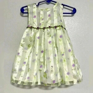 64. George Light Green Floral Flora Dress Flowers Size 12m